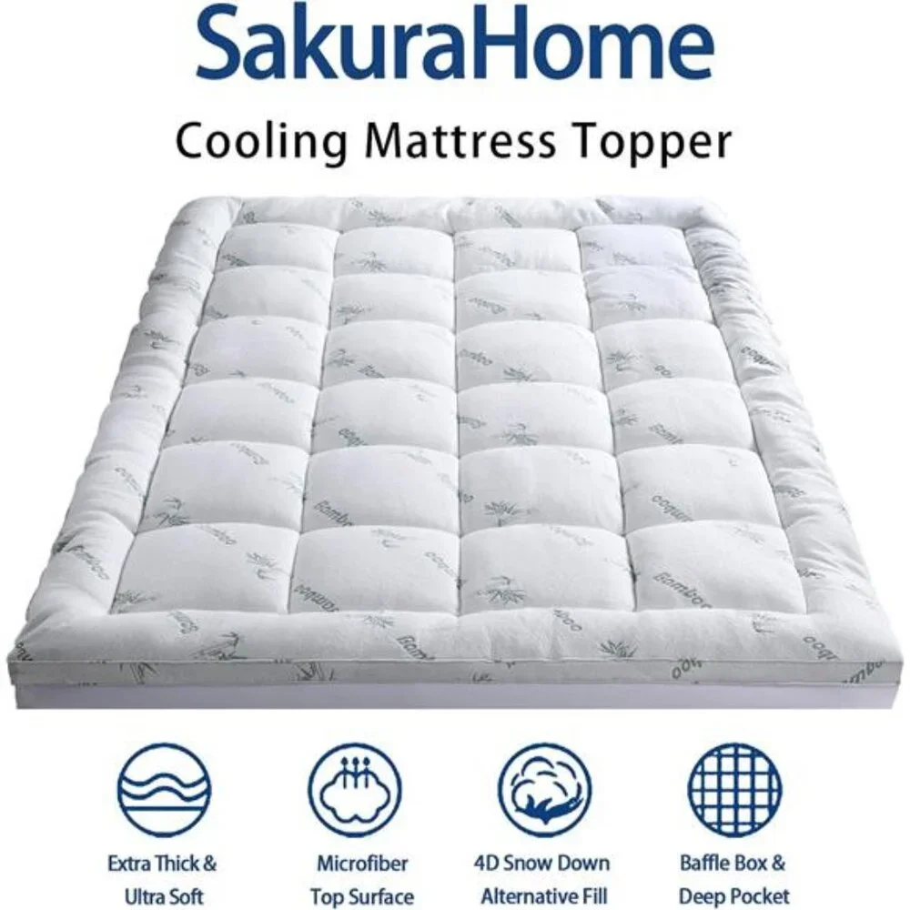 Mattress Topper King Size,Cooling ExtraThick Breathable Viscose Made from Bamboo